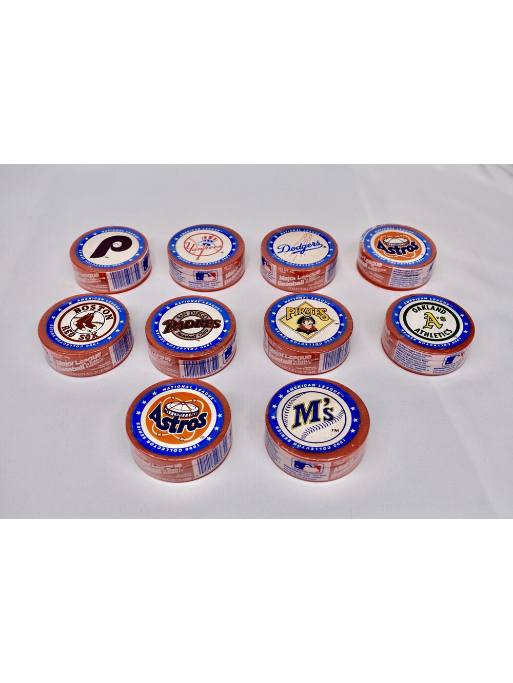 10 MLB Bubble Gum Cans 1990 *SEALED* Vintage Rare Yankees Dodgers Pirates etc